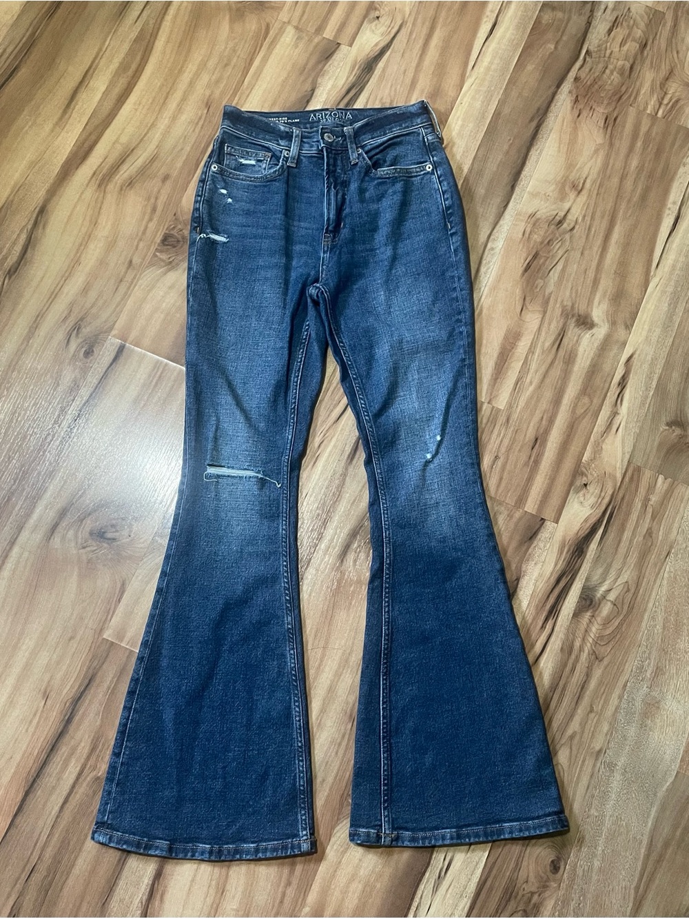 Arizona Distressed High Rise Flare Jeans Bell Bottom Y2K Vintage Aesthetic Sz 3